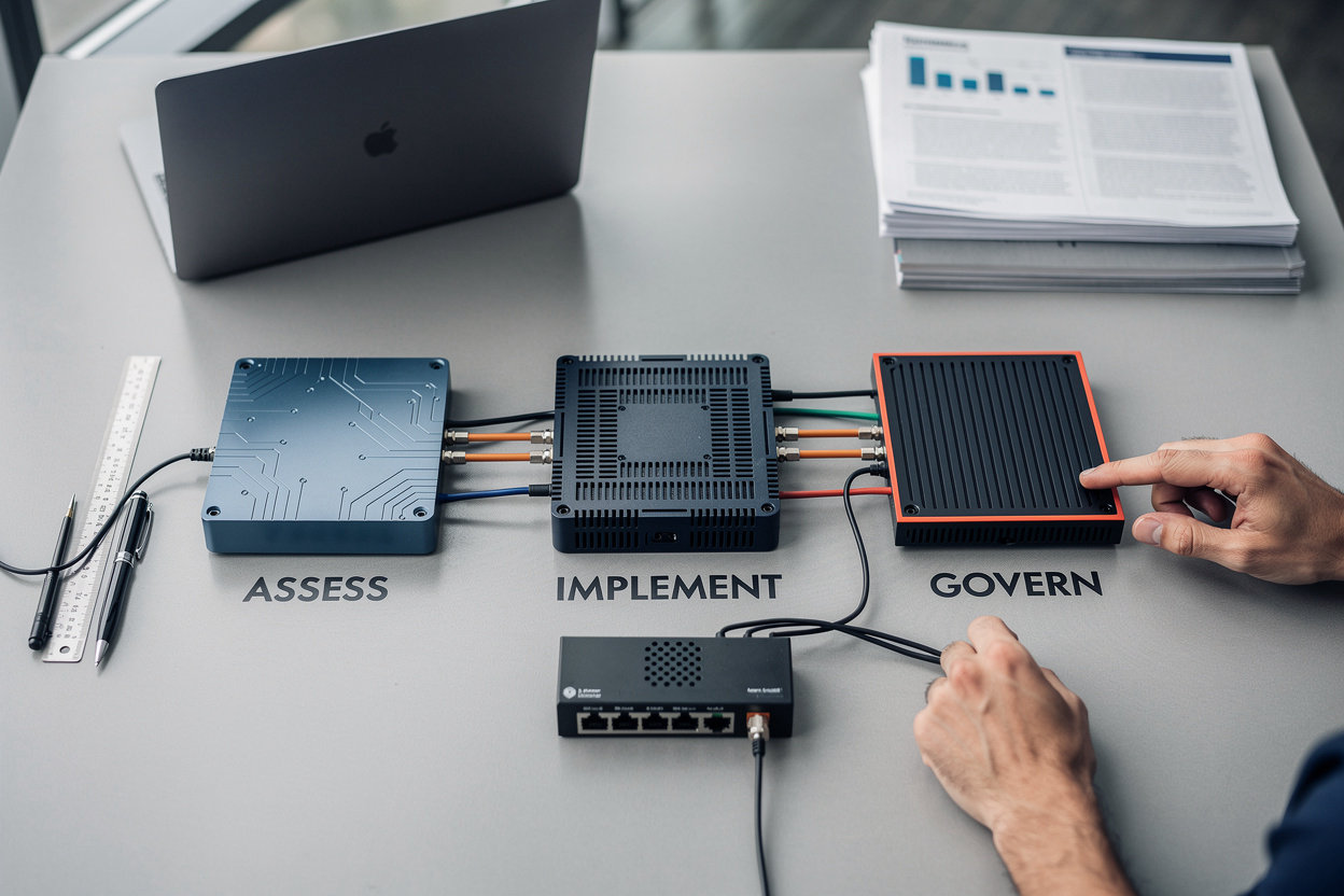 Framework Works three-phase approach: Assess, Implement, and Govern methodology for IT governance and cyber resilience